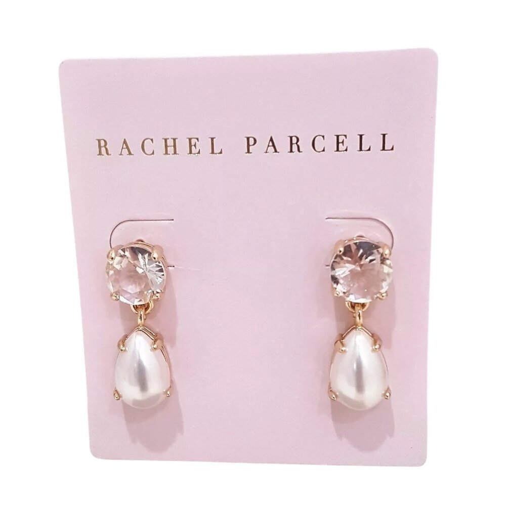 Rachel Parcell Vintage Femme Crystal Drop Earrings Gold Plated NWT